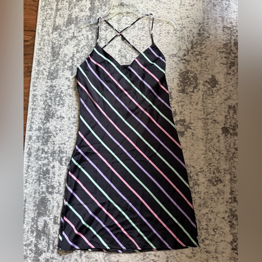 WAYF Black and Multicolor Stripes Spaghetti Strap Dress size small - Picture 2 of 7